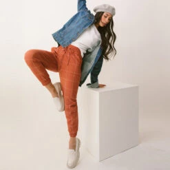 Destination Joggers, Rust Windowpane -Clothing Promotional Store 1 all