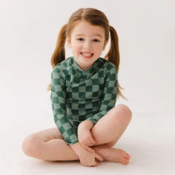 Mini Rash Guard Two-Piece Set, Green Check -Clothing Promotional Store 369A0005final