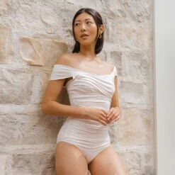 Ivory Off Shoulder One-Piece -Clothing Promotional Store 369A0006