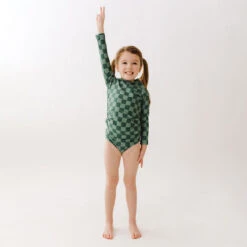 Mini Rash Guard Two-Piece Set, Green Check -Clothing Promotional Store 369A0067final