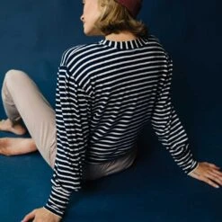 The Coco Long Sleeve, Navy Ivory -Clothing Promotional Store 369A0082final
