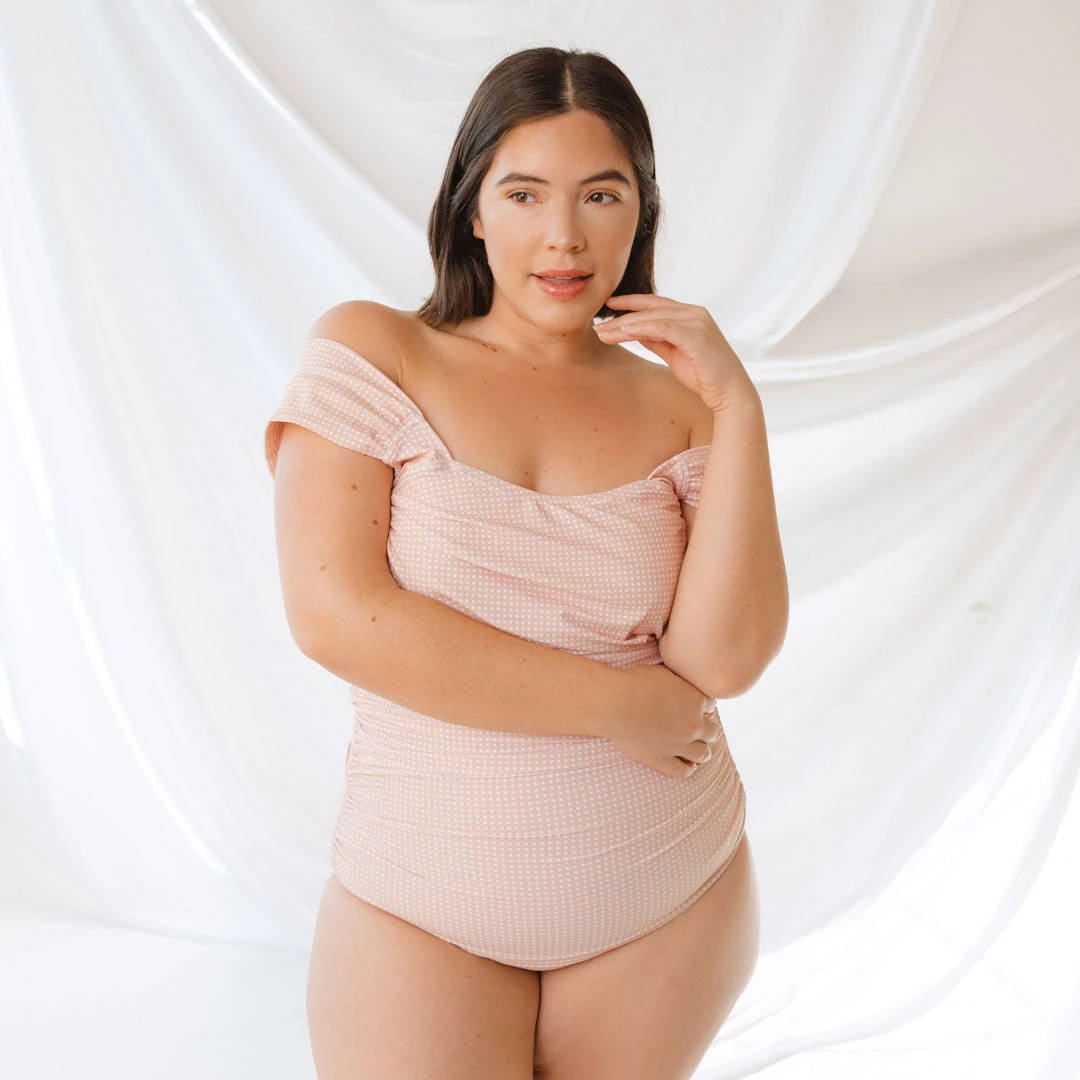 The Pink Checkers Off Shoulder One-Piece 16 The Pink Checkers Off Shoulder One-Piece - Image 14