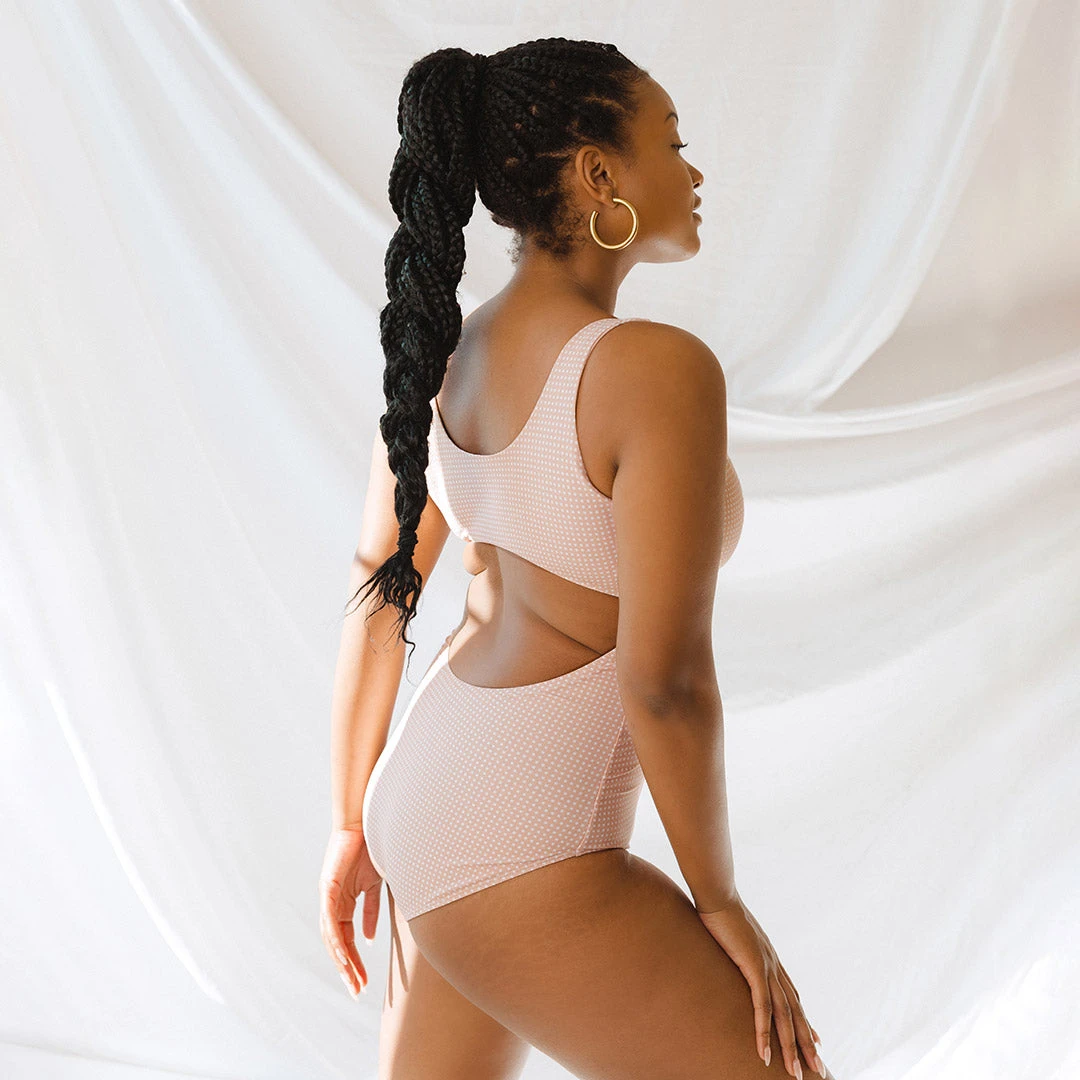 Pink Checkers Top Knot One-Piece 9 Pink Checkers Top Knot One-Piece - Image 7