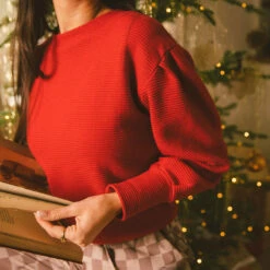 Atlas Ribbed Sweater, Crimson -Clothing Promotional Store 369A0449final