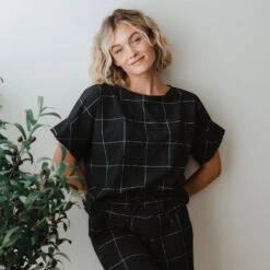 Boss Crop Tee, Black Windowpane -Clothing Promotional Store 369A0656final