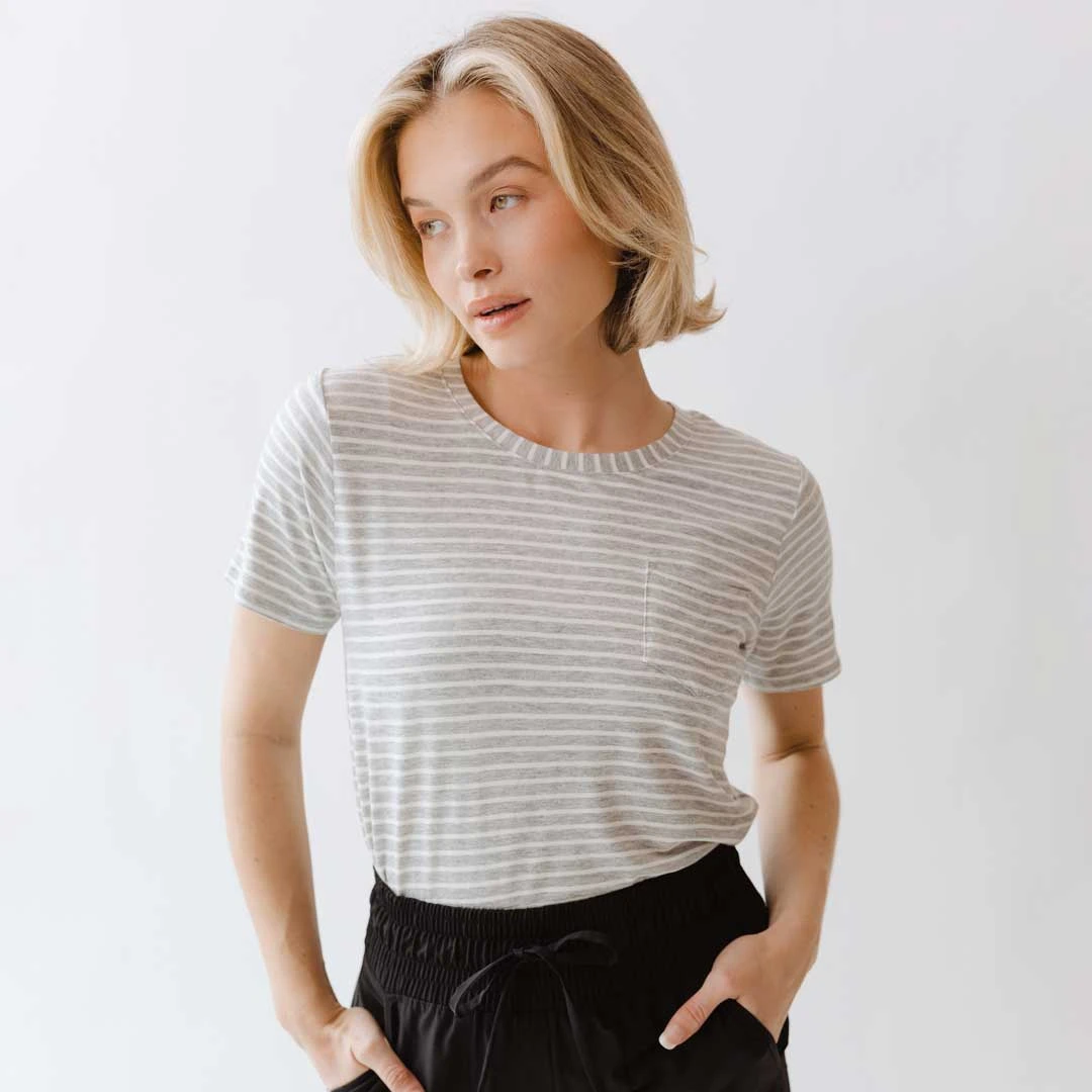 Basic Tee, Heather Grey/Ivory 3 Basic Tee, Heather Grey/Ivory