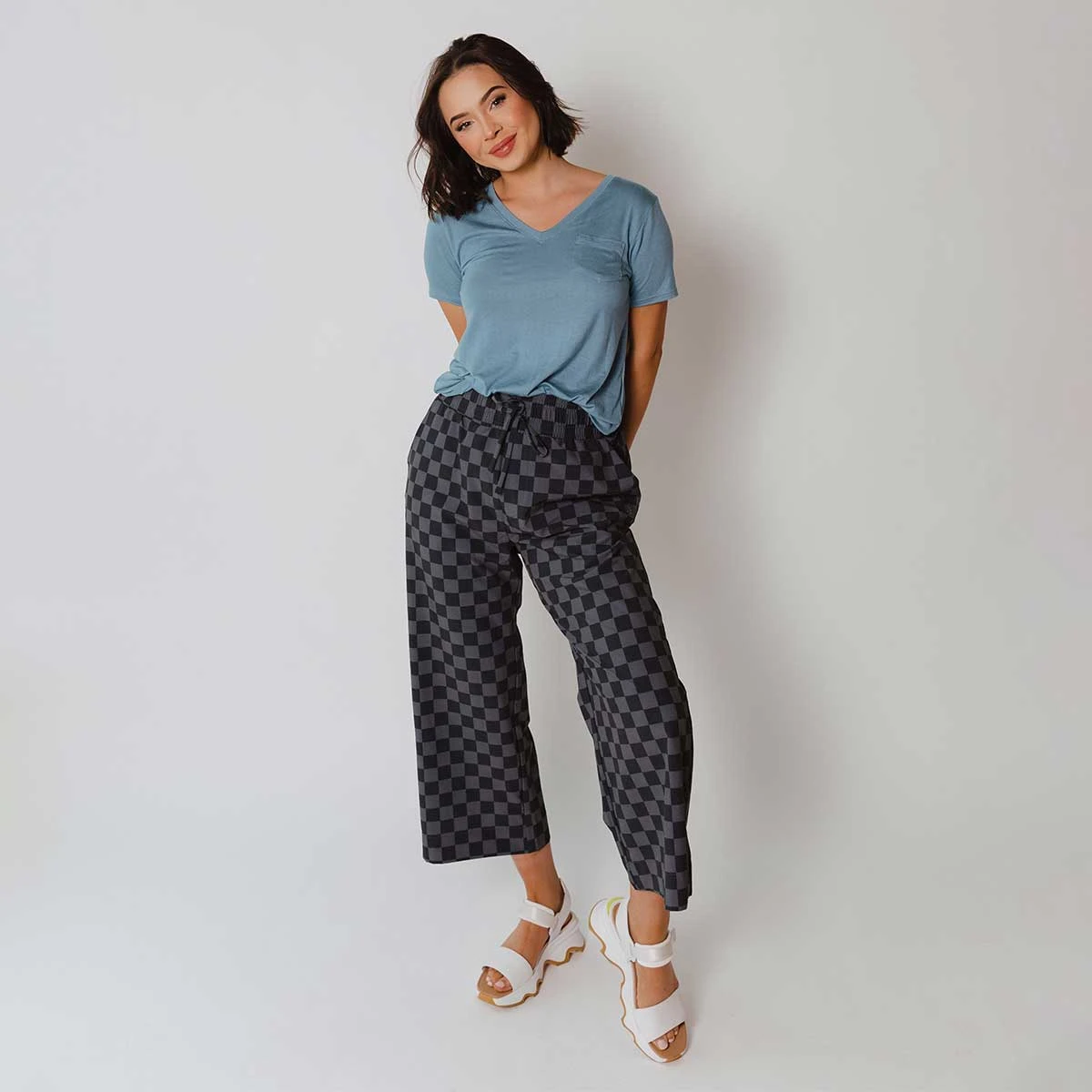 Basic V Neck Tee, Steel Blue 7 Basic V Neck Tee, Steel Blue - Image 5