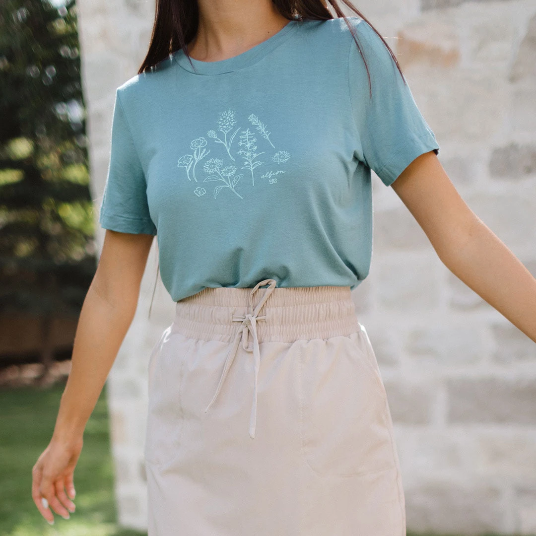 Wildflower Tee, Blue 4 Wildflower Tee, Blue - Image 2