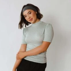 Puff Sleeve Tee, Aqua Chambray 11 Puff Sleeve Tee, Aqua Chambray -Clothing Promotional Store 369A1529final