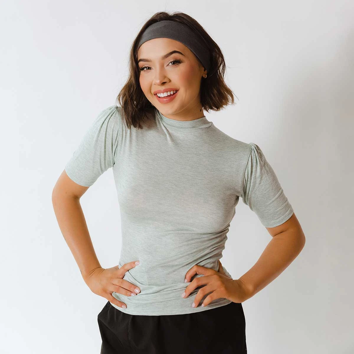 Puff Sleeve Tee, Aqua Chambray 3 Puff Sleeve Tee, Aqua Chambray