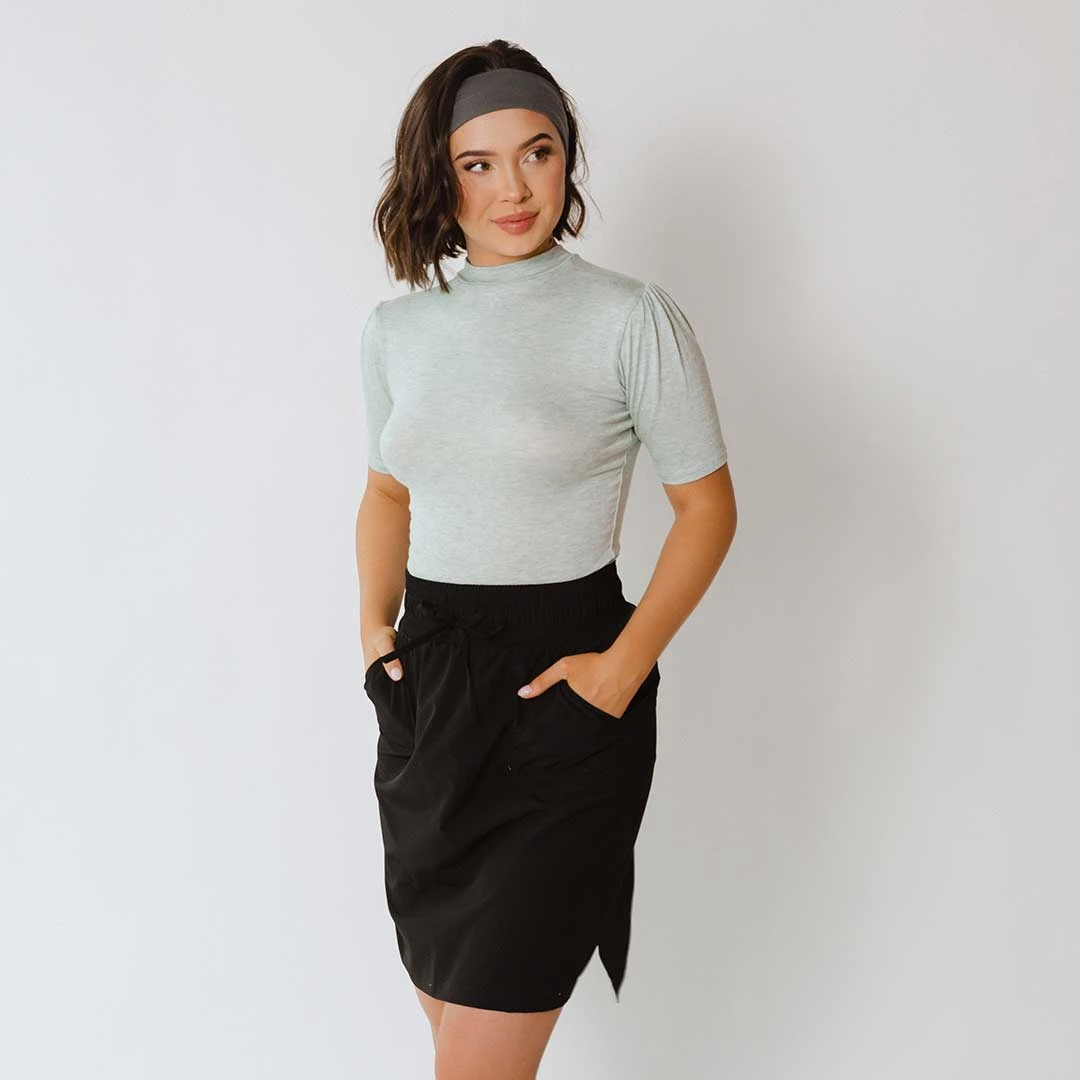 Puff Sleeve Tee, Aqua Chambray 8 Puff Sleeve Tee, Aqua Chambray - Image 6