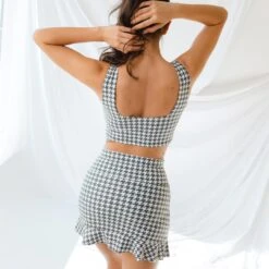 Houndstooth High-Waisted Swim Skirt -Clothing Promotional Store 369A1774final