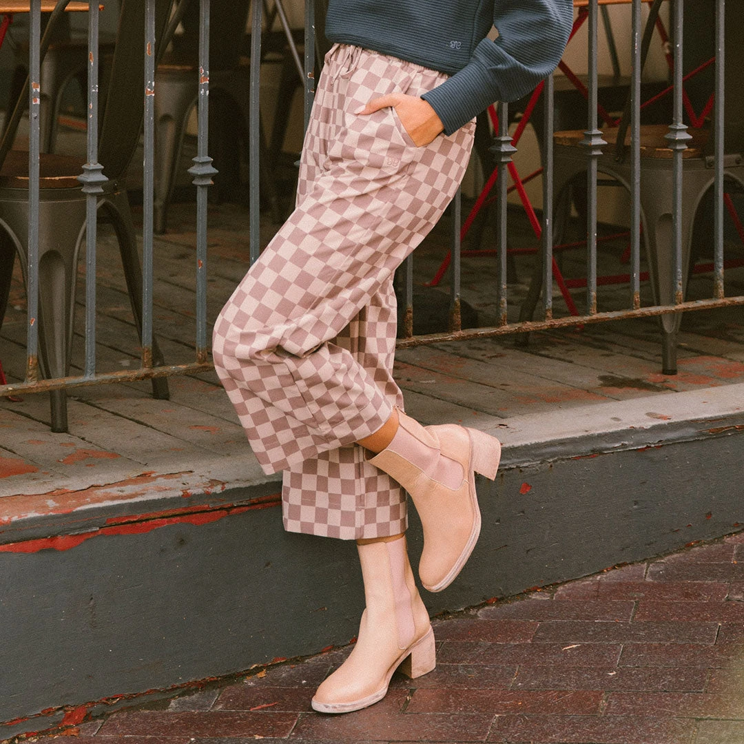 Audrey Wide Leg Pants, Brown Checkers 6 Audrey Wide Leg Pants, Brown Checkers - Image 4