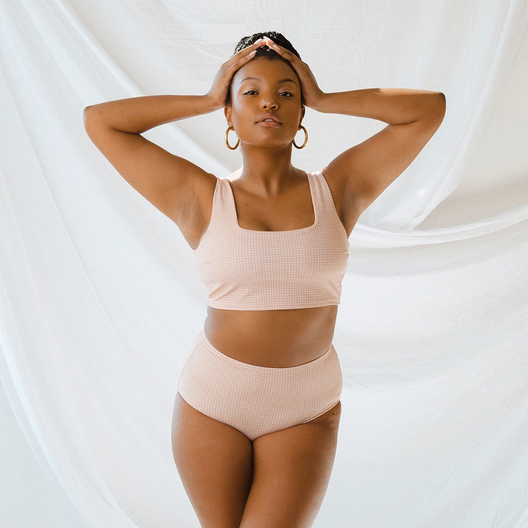 Pink Checkers High-Waisted Bottoms 4 Pink Checkers High-Waisted Bottoms - Image 2