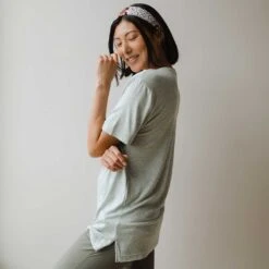 Oversized Tee, Aqua Chambray -Clothing Promotional Store 369A2781final