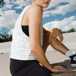 Venus Tank, Grey Venice Stripe -Clothing Promotional Store 369A2899final