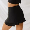 Matte Black High-Waisted Swim Skirt -Clothing Promotional Store 369A2953