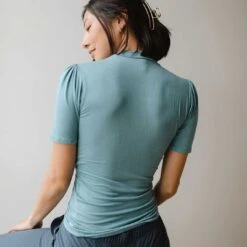 Puff Sleeve Tee, Steel Blue 9 Puff Sleeve Tee, Steel Blue -Clothing Promotional Store 369A2975final