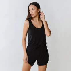 Serenity Tank Romper, Black -Clothing Promotional Store 369A3206final 1