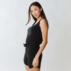 Serenity Tank Romper, Black -Clothing Promotional Store 369A3209finnal 1