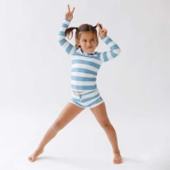 Mini Rash Guard And Shorts Set, Horizon Blue -Clothing Promotional Store 369A3217