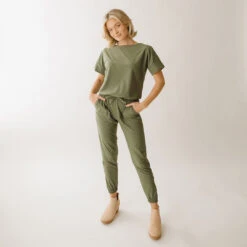 Everyday Jumpsuit, Sage -Clothing Promotional Store 369A3309final 1