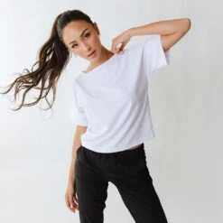 Boss Crop Tee, White -Clothing Promotional Store 369A3704final