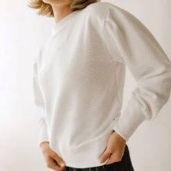 Atlas Ribbed Sweater, White -Clothing Promotional Store 369A3796