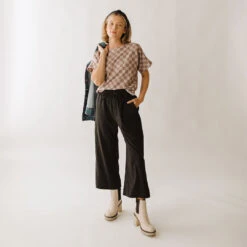 Boss Crop Tee, Brown Checkers 13 Boss Crop Tee, Brown Checkers -Clothing Promotional Store 369A3855