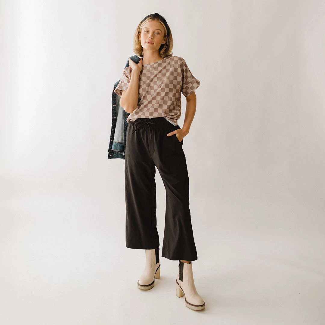 Boss Crop Tee, Brown Checkers 7 Boss Crop Tee, Brown Checkers - Image 5