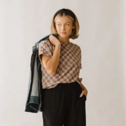 Boss Crop Tee, Brown Checkers 12 Boss Crop Tee, Brown Checkers -Clothing Promotional Store 369A3856