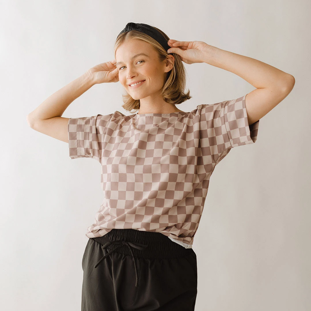 Boss Crop Tee, Brown Checkers 4 Boss Crop Tee, Brown Checkers - Image 2