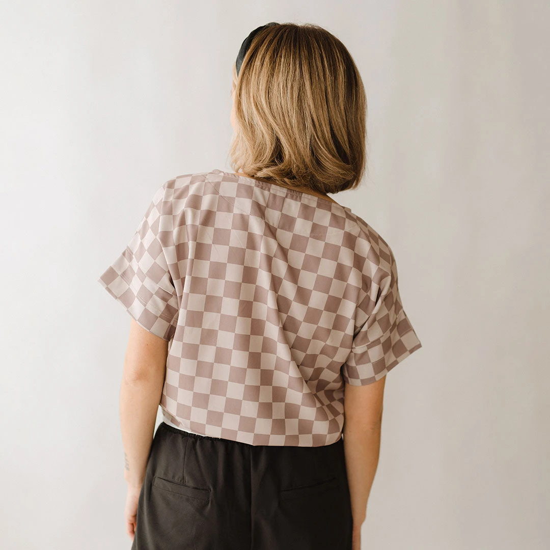 Boss Crop Tee, Brown Checkers 5 Boss Crop Tee, Brown Checkers - Image 3