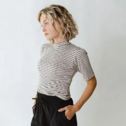 Puff Sleeve Tee, Stone And Black Stripe 10 Puff Sleeve Tee, Stone And Black Stripe -Clothing Promotional Store 369A3909final 1