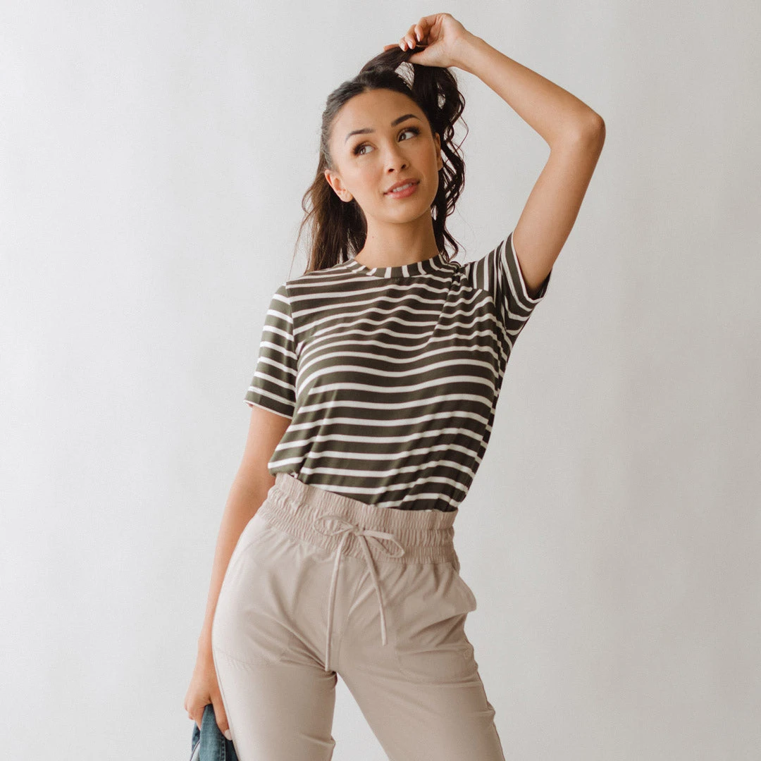 Boyfriend Tee, Dark Olive/Ivory 6 Boyfriend Tee, Dark Olive/Ivory - Image 4