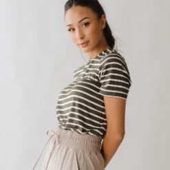 Boyfriend Tee, Dark Olive/Ivory -Clothing Promotional Store 369A3923