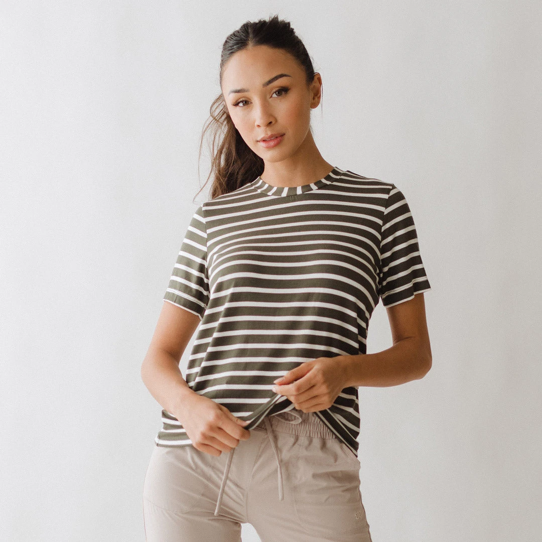 Boyfriend Tee, Dark Olive/Ivory 4 Boyfriend Tee, Dark Olive/Ivory - Image 2