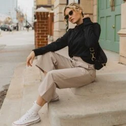 Audrey Wide Leg Pants, Cobblestone -Clothing Promotional Store 369A3977final