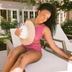 Red Gingham Ruched High-Waisted Bottoms 13 Red Gingham Ruched High-Waisted Bottoms -Clothing Promotional Store 369A4232final