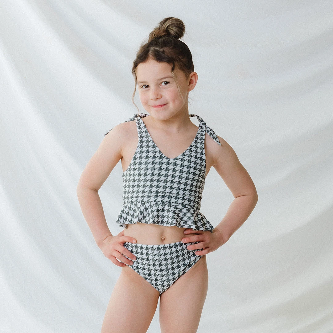 Mini Tied-Up Tankini Set, Houndstooth 4 Mini Tied-Up Tankini Set, Houndstooth - Image 2