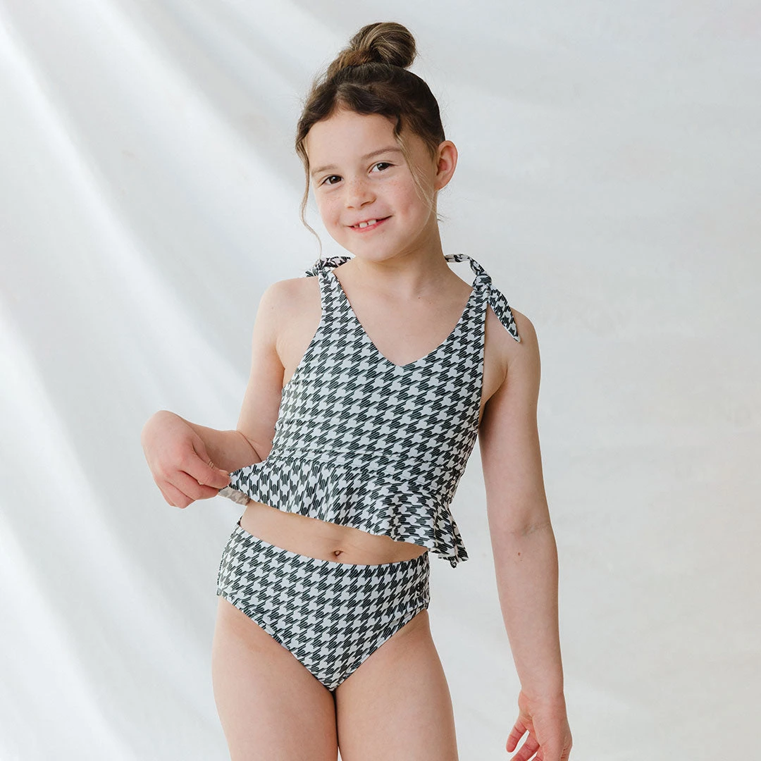Mini Tied-Up Tankini Set, Houndstooth 7 Mini Tied-Up Tankini Set, Houndstooth - Image 5