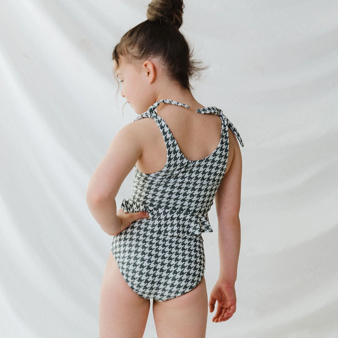 Mini Tied-Up Tankini Set, Houndstooth 6 Mini Tied-Up Tankini Set, Houndstooth - Image 4