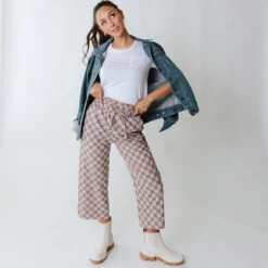 Audrey Wide Leg Pants, Brown Checkers 16 Audrey Wide Leg Pants, Brown Checkers -Clothing Promotional Store 369A4348final