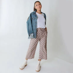 Audrey Wide Leg Pants, Brown Checkers 17 Audrey Wide Leg Pants, Brown Checkers -Clothing Promotional Store 369A4353final