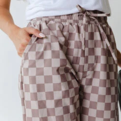 Audrey Wide Leg Pants, Brown Checkers 19 Audrey Wide Leg Pants, Brown Checkers -Clothing Promotional Store 369A4396final