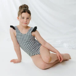 Mini Ruffle One-Piece, Houndstooth -Clothing Promotional Store 369A4416final 1