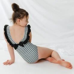Mini Ruffle One-Piece, Houndstooth -Clothing Promotional Store 369A4431final 1