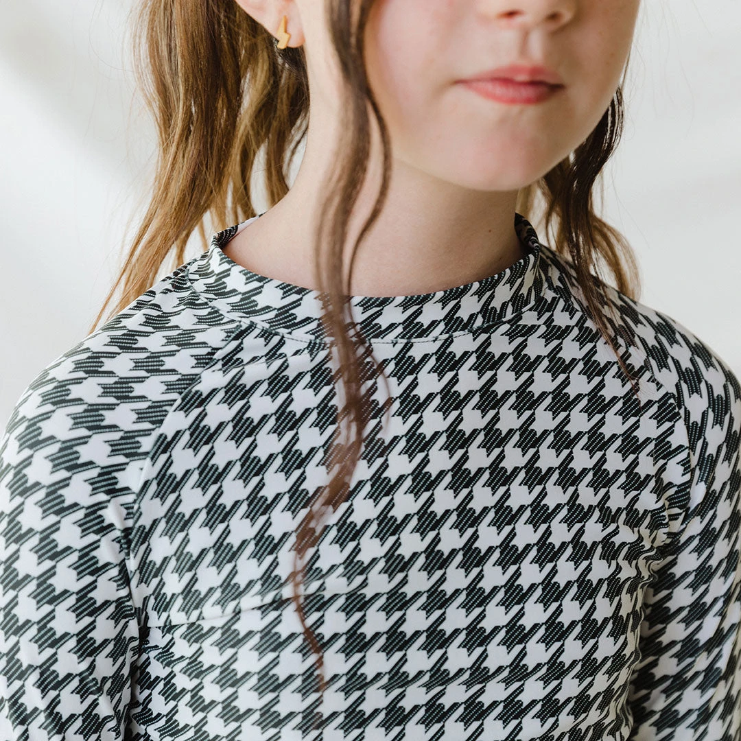 Mini Rash Guard Two-Piece Set, Houndstooth 7 Mini Rash Guard Two-Piece Set, Houndstooth - Image 5