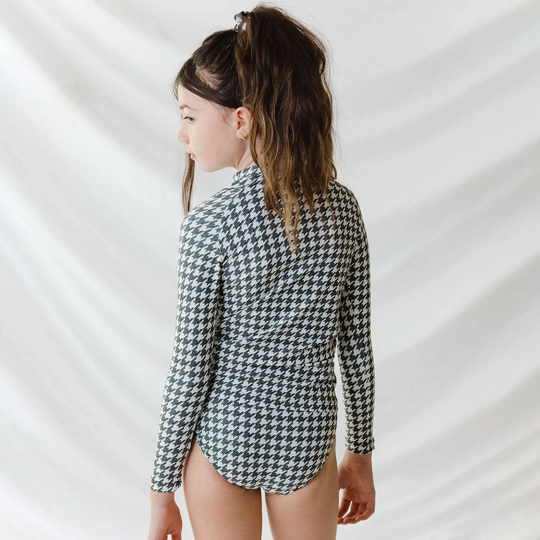 Mini Rash Guard Two-Piece Set, Houndstooth 6 Mini Rash Guard Two-Piece Set, Houndstooth - Image 4