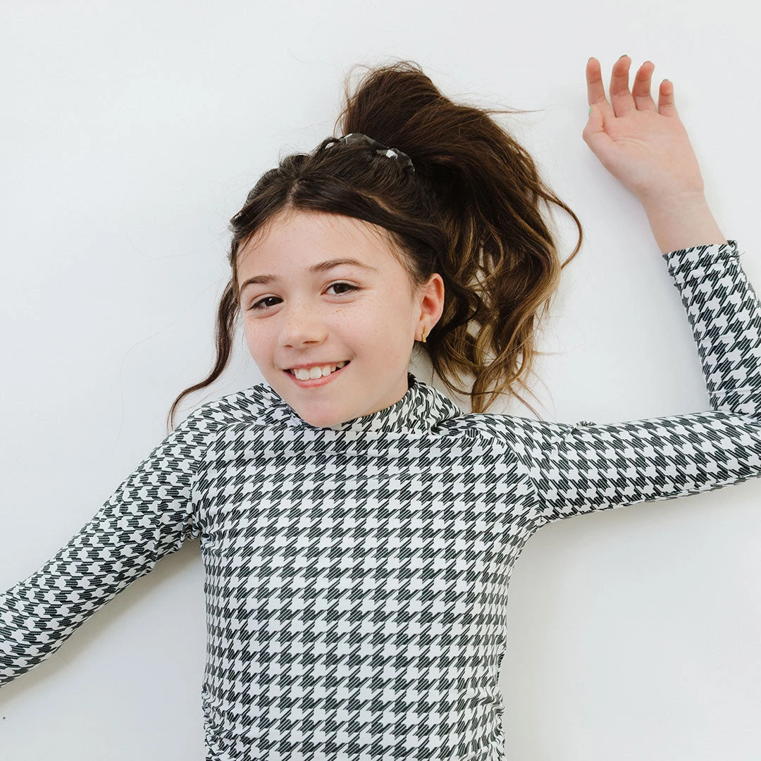 Mini Rash Guard Two-Piece Set, Houndstooth 8 Mini Rash Guard Two-Piece Set, Houndstooth - Image 6